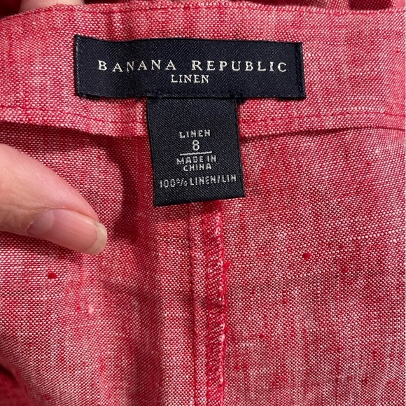 BANANA REPUBLIC CRISP LINEN A-LINE SKIRT IN PINK - Picture 3 of 3